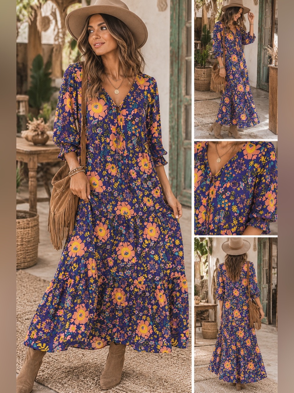 Natural Life Floral Maxi Dress Size Large
